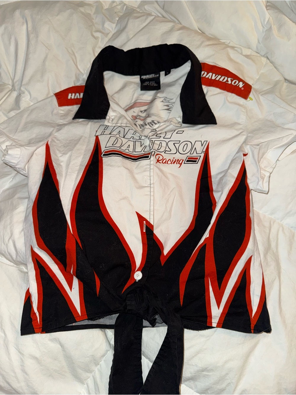 Harley-Davidson White Black Orange Graphic Logo Shirt